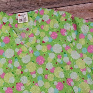 AllHeart Large Green Scrub Top Circles